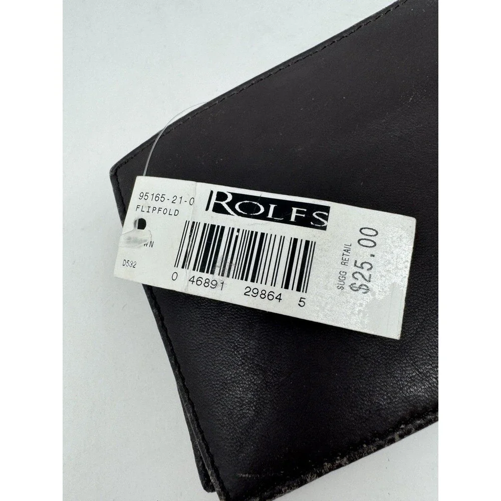 Vintage Rolfs Men's Genuine Leather Bifold Flipfold Wallet Dark Brown